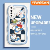 YIWESAN เคสสำหรับ Realme 6 6S Narzo ลายการ์ตูนโดราเอมอนน่ารักขอบคลื่นกันกระแทกแบบใสนิ่มเคสมือถือโปร่งใสลายกล้องถ่ายรูปที่สร้างสรรค์เคสซิลิกาเจลฝาครอบป้องกัน