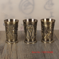 Metal Shot Glass Egypt Vintage Myth Relief Art Cleopatra Old Copper Wine Tumbler Ancient Russia Sikkim Spirits Bronze Bullet Cup