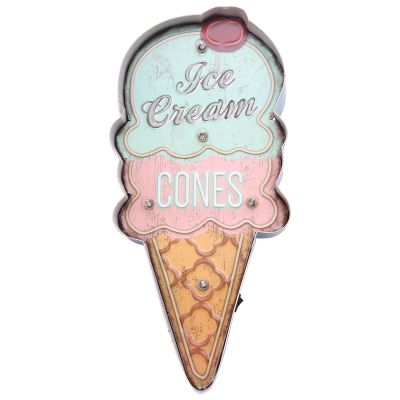 Ice Cream Signs Vintage Cafe Shop Decorative Neon Light Home Decor Metal Plate for Wall Retro Coffee Plaque
