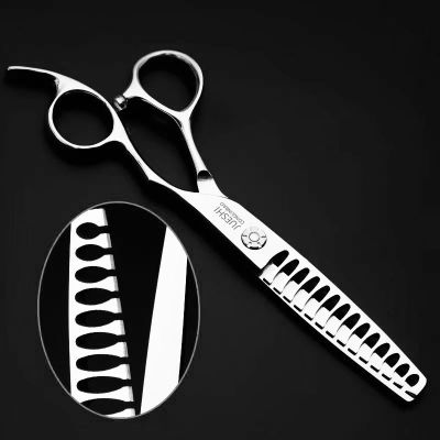【Durable and practical】 Professional barber scissors hairdressing scissors fishbone scissors mens hair thinning cut off 50  of hair volume
