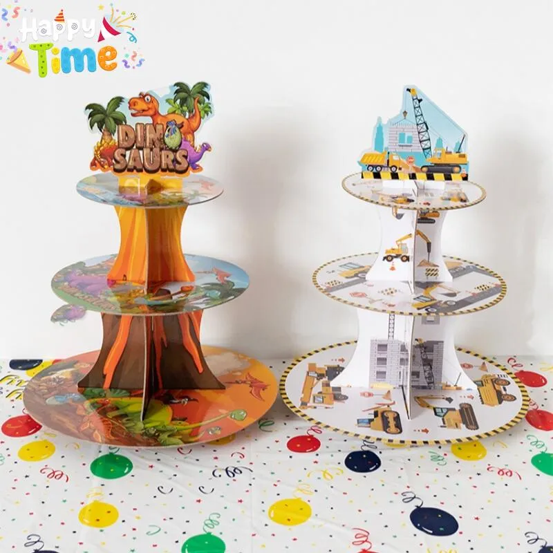 7pcs/lot cake decoration accessories tools set 3 tiers cardboard cupcake  stand for party wedding standdecoration gold silver