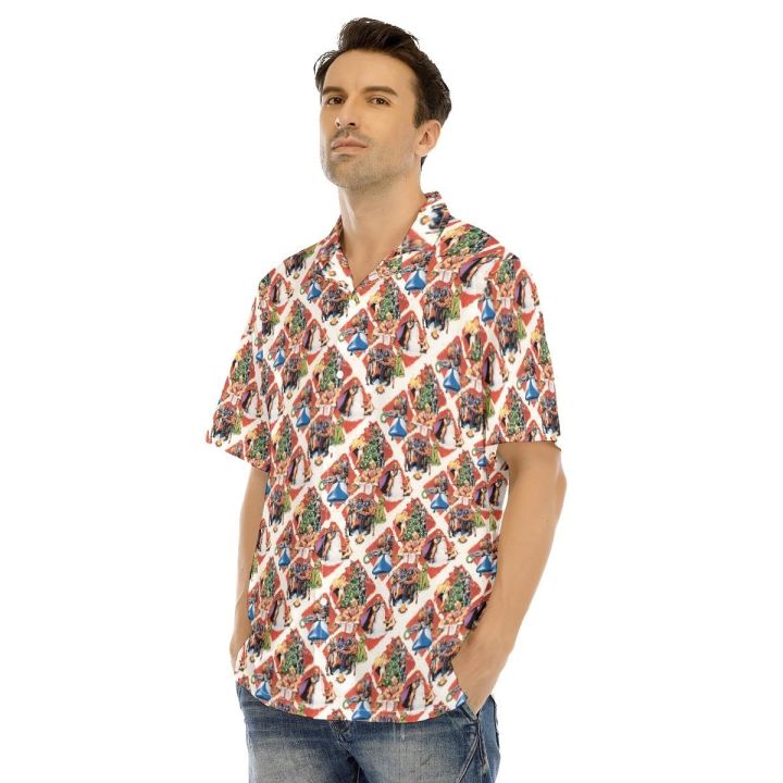 เสื้อพิมพ์ลายอนิเมะ-gengar-สำหรับผู้ชายและผู้หญิงสไตล์ลำลองฮาวายเสื้อฮาวายแขนสั้นติดกระดุมขึ้นกระโปรงหน้าร้อน