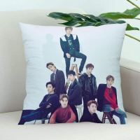 (All in stock, double-sided printing)    exo2023 pillowcase decoration office family bedroom square pillowcase zipper soft satin pillowcase   (Free personalized design, please contact the seller if needed)