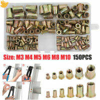 Leficus【Ready stock】150Pcs M3 M4 M5 M6 M8 M10 Rivet Nuts Kit ฉีกขาดเปิดเกลียวน็อต Nutnut Insert