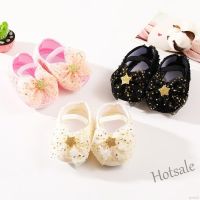 【hot sale】 ✽✘☬ C19 Baby Girls Shoes Net Yarn Bowknot Star Princess Shoes Toddler Soft Sole Walking Shoes Headband Set for 0-18 Months