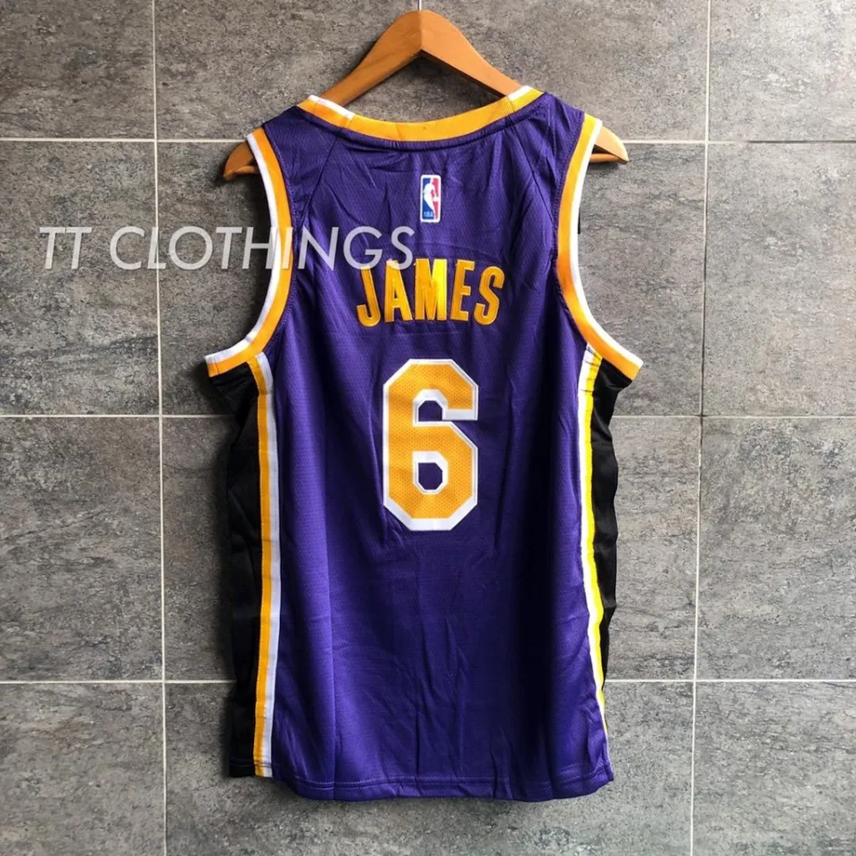  Lebron James Los Angeles Lakers Purple Yellow #6 Youth