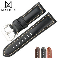 MAIKES แฮนด์เมดที่มีคุณภาพหนังวัวสายนาฬิกา22มิลลิเมตร24มิลลิเมตร26มิลลิเมตร Watch Bands นาฬิกาสร้อยข้อมือสีดำดูอุปกรณ์เสริมสำหรับ P Anerai