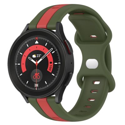สำหรับ Samsung Galaxy Watch5 Pro 45มม. 20มม. ตัวล็อกแบบผีเสื้อสายสองนาฬิกาซิลิโคนสี
