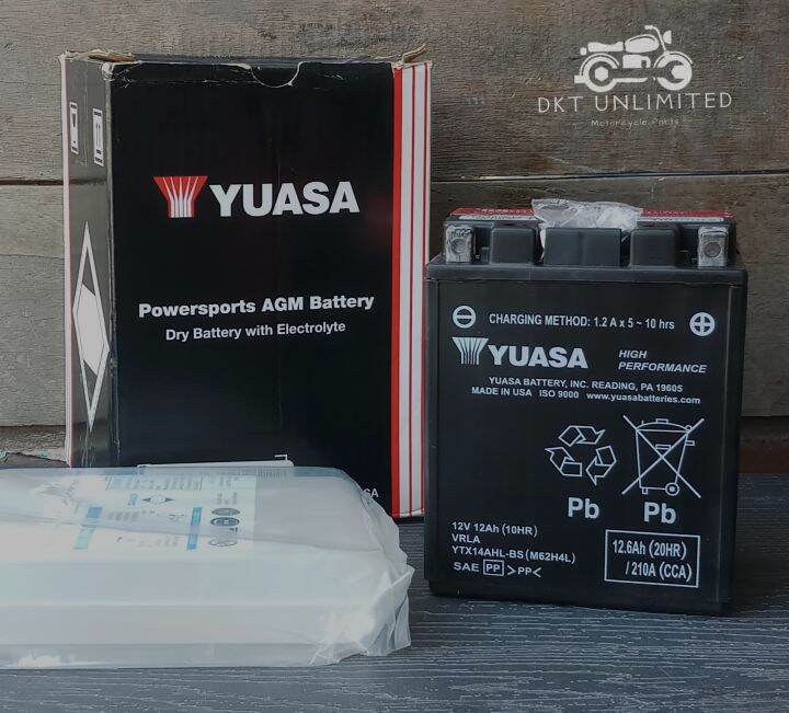 Yuasa YTX14AHL-BS 12V High Performance Maintenance Free Battery ...