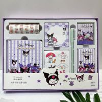 Sanrio คู่มือชุดสาวน่ารักหัวใจเครื่องเขียน Kuromi My Melody Cinnamoroll เทปสติกเกอร์ Notepad ของขวัญกล่องอุปกรณ์โรงเรียน