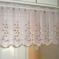 【YD】 Korean pastoral style floral embroidery lace half-curtain bay window tulle curtain cortinas rideaux tende SP3173 shipping