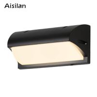 Aisilan ป้อมไฟผนังกลางแจ้ง IP65 LED 18W,แสงอุ่นสีขาวระเบียงโคไฟผนังอลูมิเนียมสีดำด้านสำหรับโคมไฟห้อยระเบียง AC 90-260V