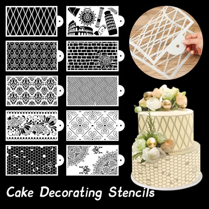 Plastic Flower Fondant Cake Stencils Template Mould DIY Hollow Lace Flower  Cake Fondant Mould Decorating Sugarcraft Tool Cake Stencils & Templates for