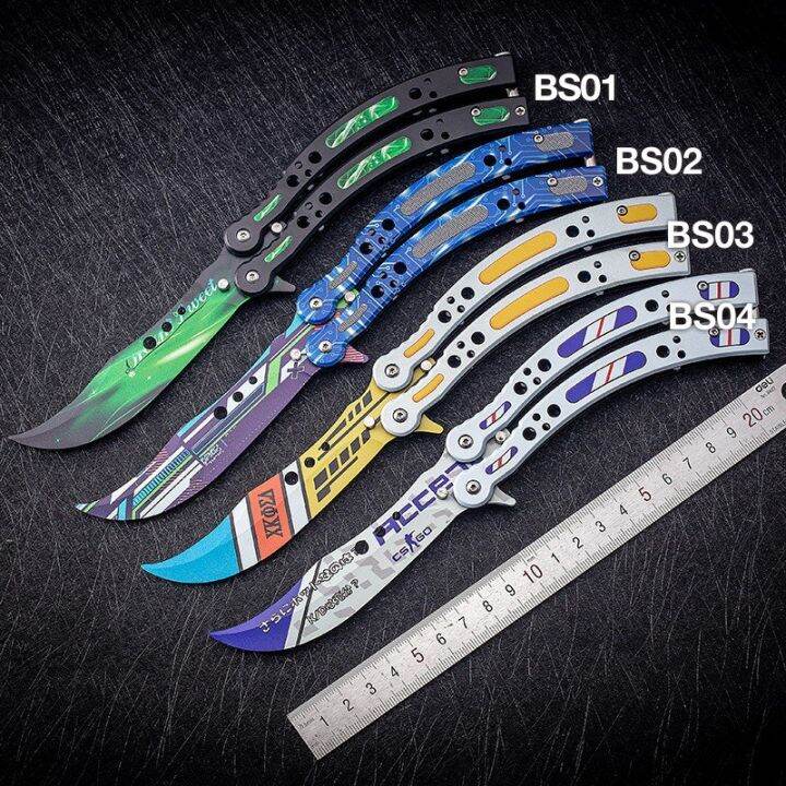 balisong-มีดควง-มีดบาลิซอง-มีดซ้อม-ไร้คม-สำหรับฝึกควง-skeleton-imp-พร้อมซอง