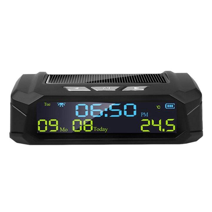 Car Solar Digital Clock with LCD Time Date InCar Temperature Display