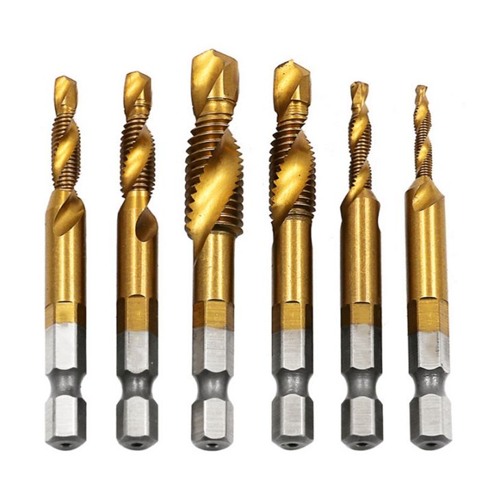 12pcs-hex-handle-titanium-plated-hss-screw-thread-bit-screw-machine-compound-tap-for-metal-steel-wood