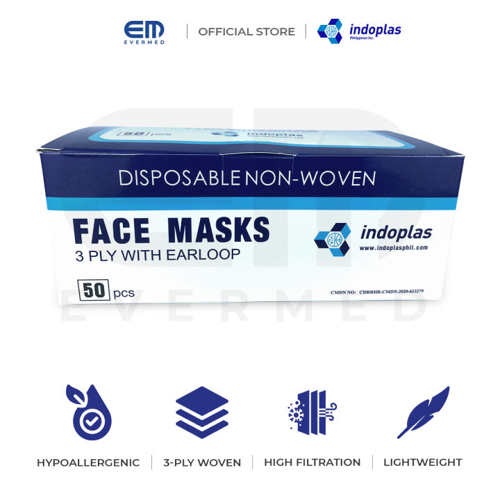 Original Indoplas Facemask Fda Approved 3 Ply Disposable Masks Lazada Ph 