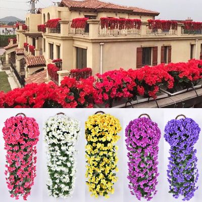[AYIQ Flower Shop] ผ้าไหมประดิษฐ์สีสันสดใส Violet Ivy Hang ดอกไม้สำหรับ Garland แขวนผนังงานแต่งงานหน้าแรกสวนตกแต่งระเบียง