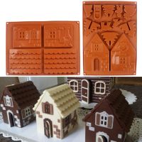 2 Pcs/set 3d Christmas Silicone Mold Gingerbread House Shape Chocolate Cake Mould Diy Biscuits Cookie Stencil Baking Tools Re Bread Cake  Cookie Acces