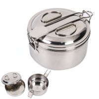 Stainless Steel Cookware Set Outdoor Camp Cooking Cook Set Folding Camping Pot Frying Pan Bento Pot For BBQ Picnic Backpacking