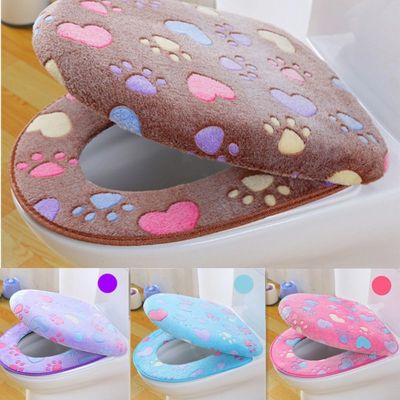 【LZ】 Thick Coral velvet luxury toilet Seat Cover Set soft Warm  One / Two-piece toilet Case Waterproof Bathroom WC Cover