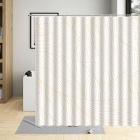 Northern Europe Simplicity Geometry Shower Curtain Pattern Wave Stripe Art Bathroom With Hook Waterproof Washable Fabric Suit