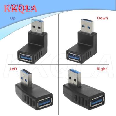 QKKQLA 1/2/5pcs USB 3.0 A Male to Female Adapter Connector plug cable Extension Extender 90 Degree Angle Coupler For Laptop PC