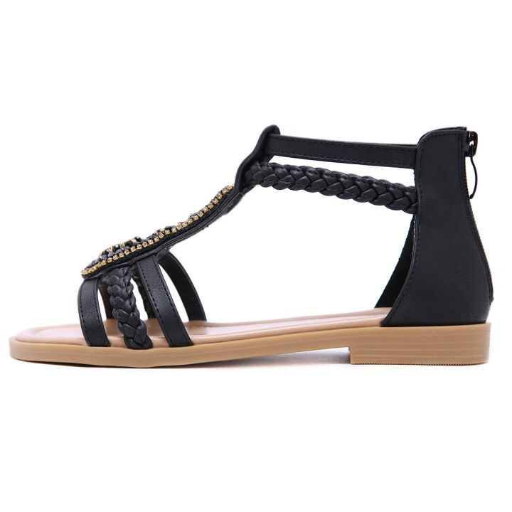 new-2023-summer-sandals-women-wave-sago-retro-beaded-zipper-diamond-flat-shoes-wholesale