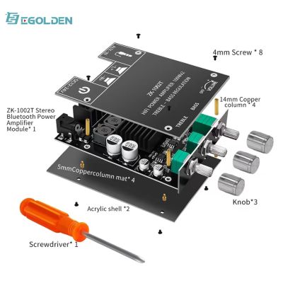 EGOLDEN ZK-1002T 100W x 2 tweeter/bass adjustment Bluetooth 5.0 audio amplifier board module subwoofer dual channel stereo