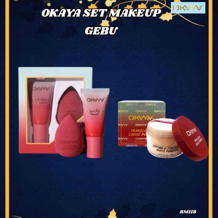 OKAYA SET MAKEUP GEBU COVER KILLER FOUNDATION + LOOSE POWDER OKAYA Lazada