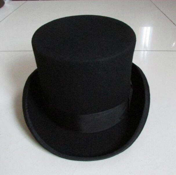 Vintage 100 Wool Black Victorian Ian Cap Mad Hatter Top Hat Performing