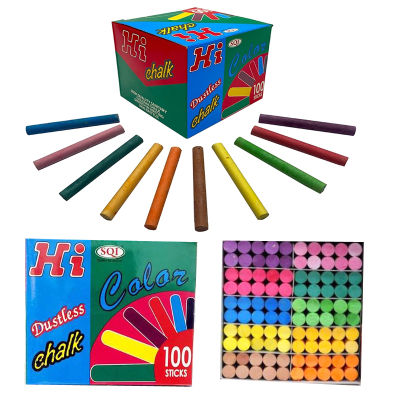 คิดอาร์ท ชอล์กสี ชอล์กเขียนกระดาน 100แท่ง/กล่อง Kidart Hi Chalk 100Stick /Box (CK100C)