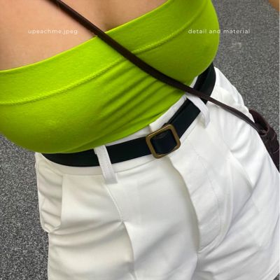 SQUARE BELT I เข็มขัดวินเทจหัวเหลี่ยมสไตล์เกาหลี เข็มขัดผู้หญิง เข็มขัดมินิมอล เข็มขัดไม่ต้องเจาะรู