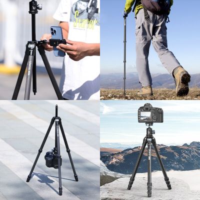 Ulanzi คาร์บานไฟเบอร์แบบพกพาน้ำหนักเบา MT-60ขาตั้งกล้องท่องเที่ยวสูงถึง1.62เมตรพร้อมขาตั้งเดี่ยว360 ° หัวบอลแบบพาโนรามาสำหรับกล้อง DSLR