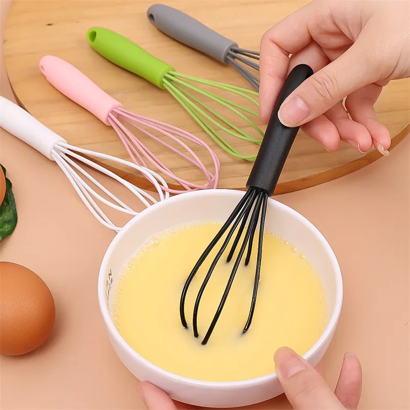5 Pcs Colorful Kitchen Mini Silicone Whisks - Mini Whisk Stainless Steel  Dough Whisk, Non Stick Hand Tiny Balloon Wire Whisk, Milk Frother Kitchen  Ute