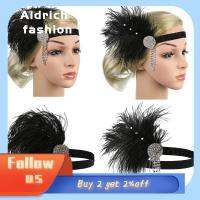 ALDRICH FASHION ที่มีคุณภาพสูง สง่างามเรียบหรู วินเทจ เครื่องประดับศีรษะเจ้าสาว อุปกรณ์เสริมชุด วัยรุ่น Gatsby แถบคาดศีรษะขนนก