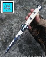 switch blade Italian Stiletto knife (white bone) มีดสปริง มีดปุ่มกด ราคาถูกมาก TK650