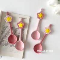 Cute hand-made girly heart dream powder purple star ceramic spoon magic wand long handle rice spoon dessert spoon soup spoon spoon 【Boutique】㍿◎✱