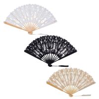 Handmade Bamboo Ribs Embriodery Spanish Hand Lace Fan Bride Wedding Battenburg Lace Fan W0