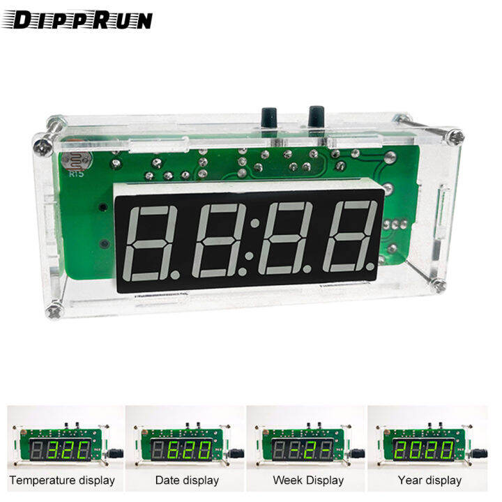 DIPPRUN 4 Digit Rechargeable DIY Digital Clock Kit SMD SMT Light