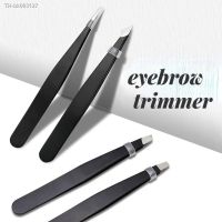 ▩ Eyebrow Clip Black Beauty Fine Hairs Puller Stainless Steel Slanted Eye Brow Clips Eyelash Extension Tweezer Removal Makeup Tool