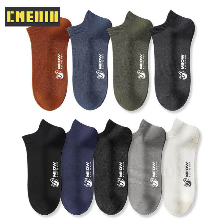 cmenin-miiow-5-pairs-ฮาราจูกุแบรนด์ชายถุงเท้าต้านเชื้อแบคทีเรียระบายอากาศสีขาวผู้ชายเรือถุงเท้าระงับกลิ่นกายถุงเท้าข้อเท้า-mql2a21008