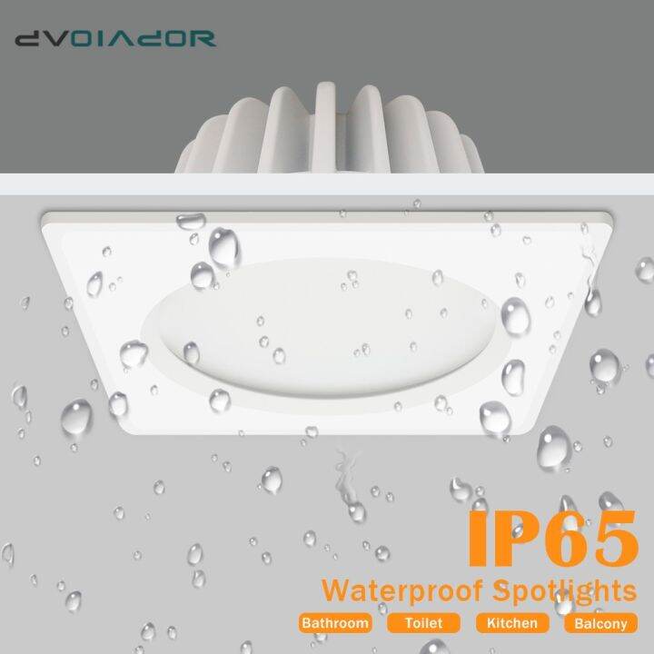 Waterproof LED Downlight 7W 9W 12W 15W Square Recessed Lamp AC110V 220V Indoor IP65 Bathroom