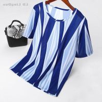 COD DSFDGDFFGHH READY STOCK mother summer dress ice silk blouse womens summer new short sleeves show thin large size loose round neck T-shirt