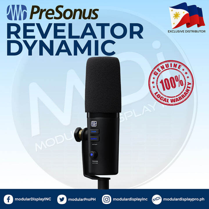 PreSonus Revelator Dynamic USB Microphone with Onboard DSP with 6in/6