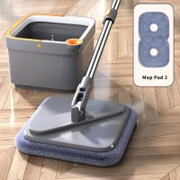 Spin Mop with Bucket Hand-Free Squeeze Mop Automatic Separation of Sewage Floor Mop Nano Microfiber Cloth Home Cleaning Mops