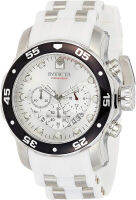 Invicta Mens Pro Diver Stainless Steel Quartz Watch with Polyurethane Strap, White, 25 (Model: 20290)