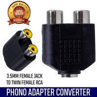 New 3.5mm 1 Female Jack Socket to 2-Twin Female RCA Phono Adapter Converter