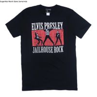 เสื้อยืดโอเวอร์ไซส์Elvis Presley Jailhouse เสื้อเชิ้ตวงร็อค (สีดํา) - LS-4XL  905G