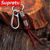 【LZ】✺☇♗  Aço inoxidável Viking Lanyard Keychain para homens Nordic Rune Bead corda de sobrevivência tecida faca chaveiro de carro jóias artesanais retro